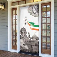 India Ganesha and Akshardham Door Cover Lord Ganpati Lotus Flag Style - Wonder Print Shop