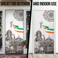 India Ganesha and Akshardham Door Cover Lord Ganpati Lotus Flag Style - Wonder Print Shop