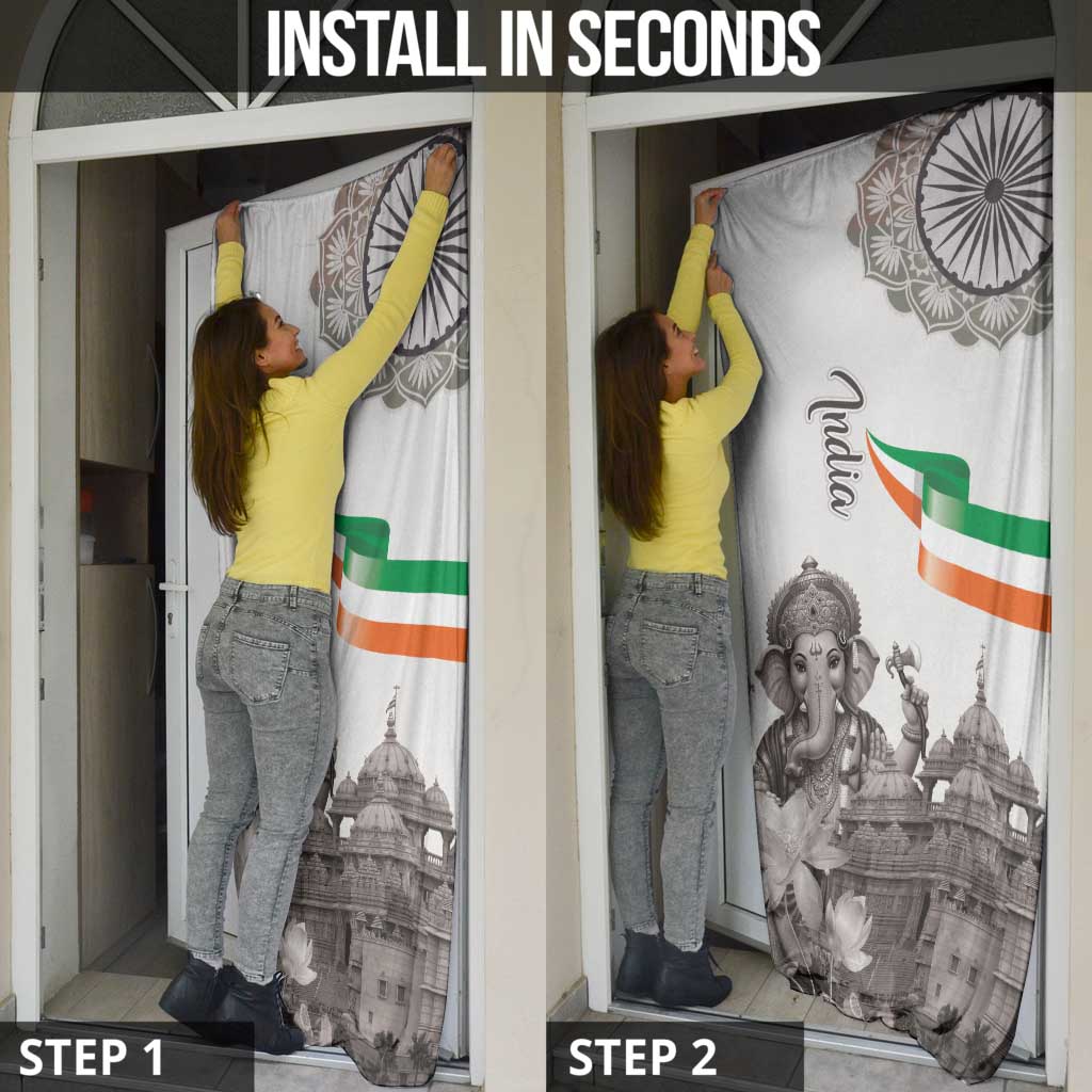 India Ganesha and Akshardham Door Cover Lord Ganpati Lotus Flag Style - Wonder Print Shop
