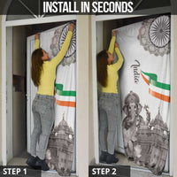 India Ganesha and Akshardham Door Cover Lord Ganpati Lotus Flag Style - Wonder Print Shop