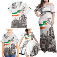 India Ganesha and Akshardham Family Matching Off Shoulder Maxi Dress and Hawaiian Shirt Lord Ganpati Lotus Flag Style - Wonder Print Shop