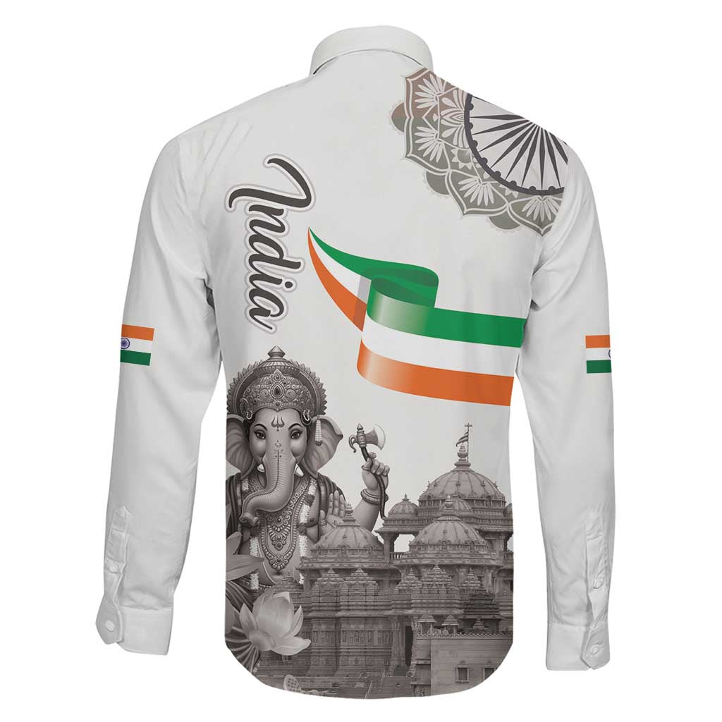 India Ganesha and Akshardham Family Matching Off Shoulder Maxi Dress and Hawaiian Shirt Lord Ganpati Lotus Flag Style - Wonder Print Shop