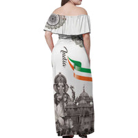 India Ganesha and Akshardham Family Matching Off Shoulder Maxi Dress and Hawaiian Shirt Lord Ganpati Lotus Flag Style - Wonder Print Shop