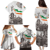 India Ganesha and Akshardham Family Matching Puletasi and Hawaiian Shirt Lord Ganpati Lotus Flag Style - Wonder Print Shop