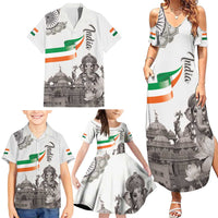 India Ganesha and Akshardham Family Matching Summer Maxi Dress and Hawaiian Shirt Lord Ganpati Lotus Flag Style - Wonder Print Shop