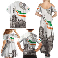 India Ganesha and Akshardham Family Matching Summer Maxi Dress and Hawaiian Shirt Lord Ganpati Lotus Flag Style - Wonder Print Shop