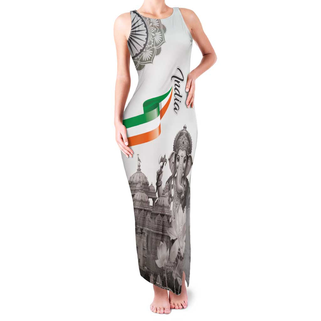 India Ganesha and Akshardham Family Matching Tank Maxi Dress and Hawaiian Shirt Lord Ganpati Lotus Flag Style - Wonder Print Shop