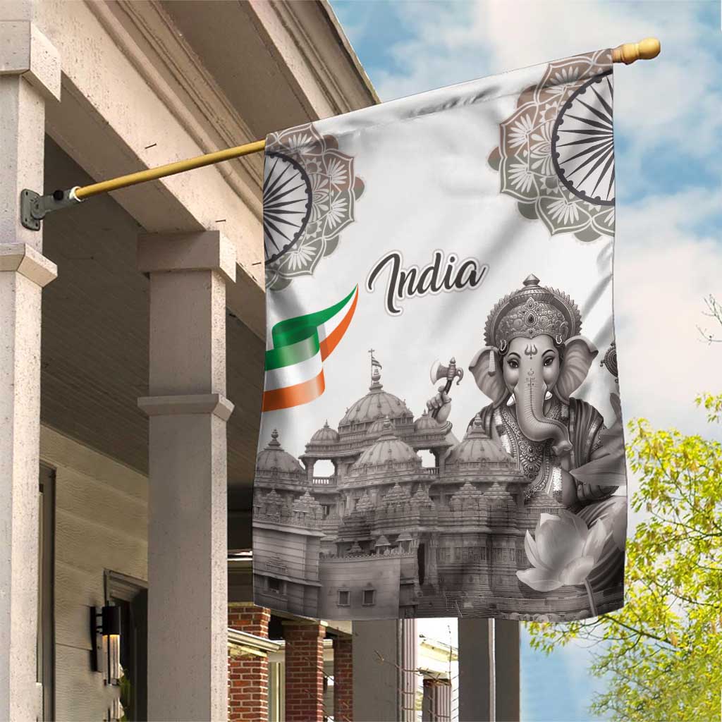 India Ganesha and Akshardham Garden Flag Lord Ganpati Lotus Flag Style - Wonder Print Shop