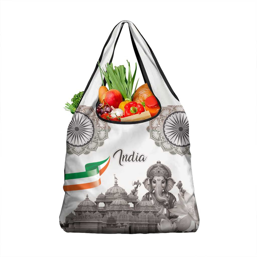 India Ganesha and Akshardham Grocery Bag Lord Ganpati Lotus Flag Style - Wonder Print Shop