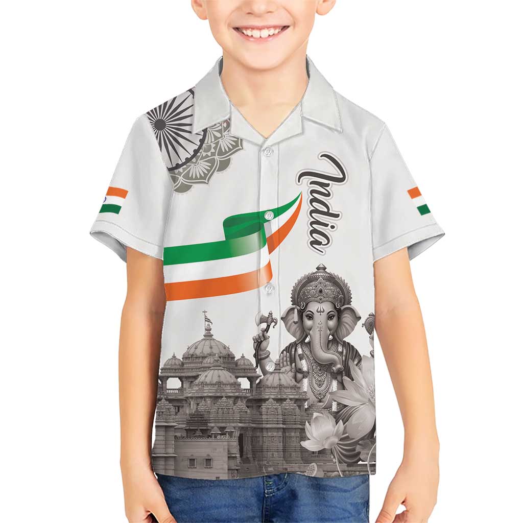 India Ganesha and Akshardham Hawaiian Shirt Lord Ganpati Lotus Flag Style - Wonder Print Shop