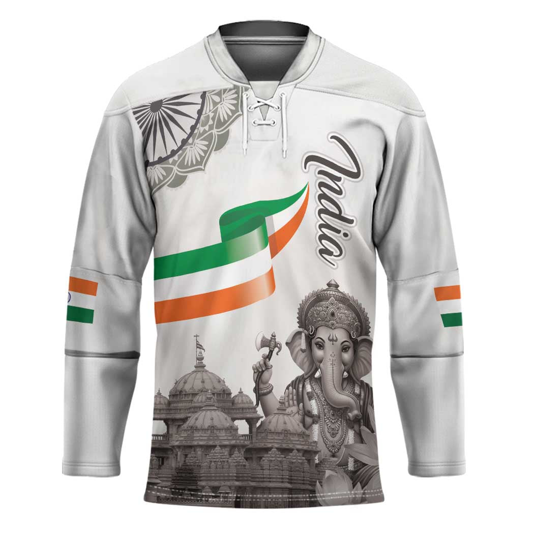 India Ganesha and Akshardham Hockey Jersey Lord Ganpati Lotus Flag Style - Wonder Print Shop