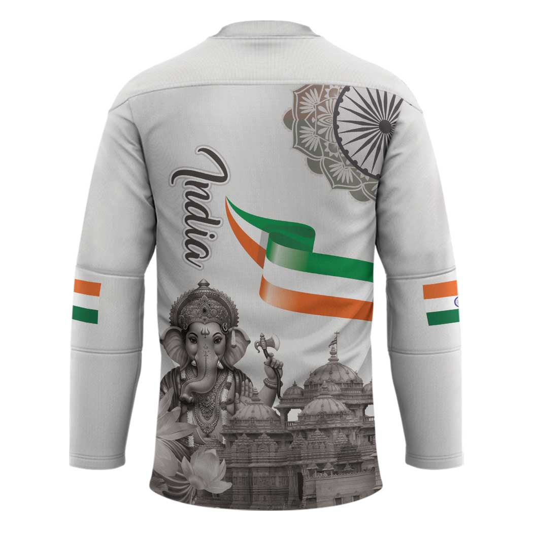 India Ganesha and Akshardham Hockey Jersey Lord Ganpati Lotus Flag Style - Wonder Print Shop