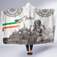 India Ganesha and Akshardham Hooded Blanket Lord Ganpati Lotus Flag Style - Wonder Print Shop