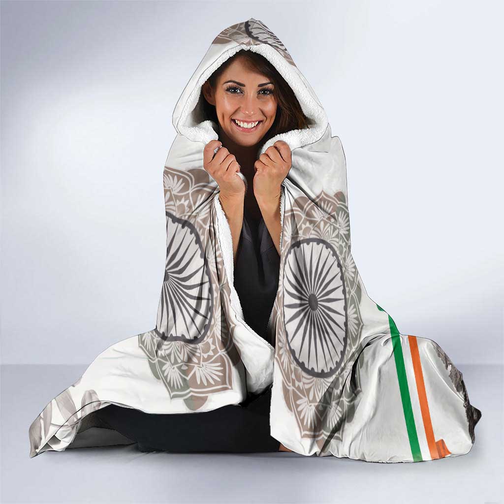 India Ganesha and Akshardham Hooded Blanket Lord Ganpati Lotus Flag Style - Wonder Print Shop