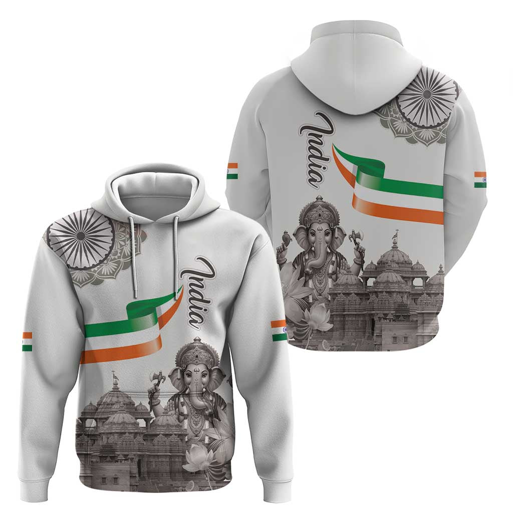 India Ganesha and Akshardham Hoodie Lord Ganpati Lotus Flag Style - Wonder Print Shop
