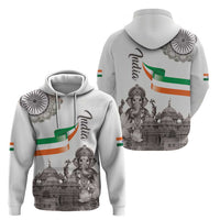 India Ganesha and Akshardham Hoodie Lord Ganpati Lotus Flag Style - Wonder Print Shop