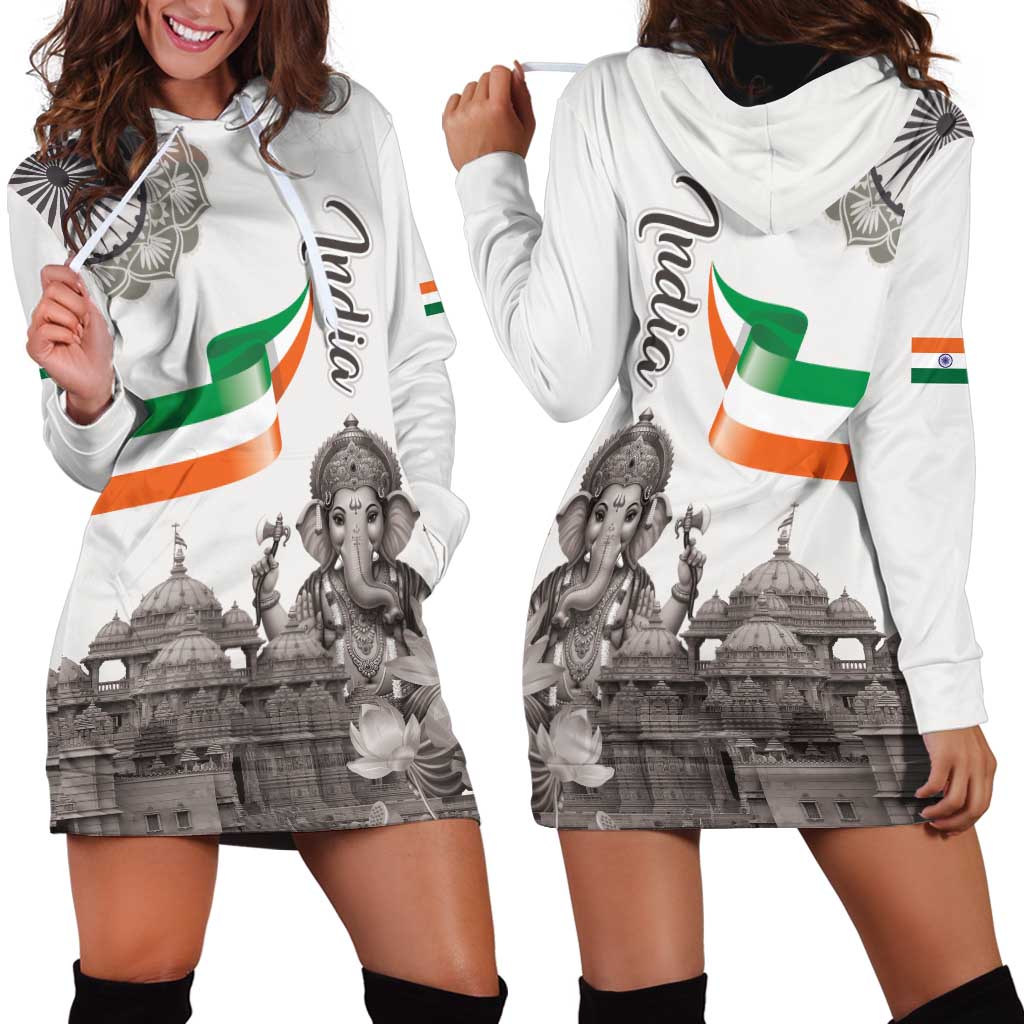 India Ganesha and Akshardham Hoodie Dress Lord Ganpati Lotus Flag Style - Wonder Print Shop