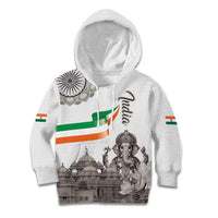 India Ganesha and Akshardham Kid Hoodie Lord Ganpati Lotus Flag Style - Wonder Print Shop