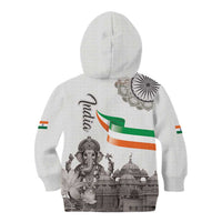 India Ganesha and Akshardham Kid Hoodie Lord Ganpati Lotus Flag Style - Wonder Print Shop
