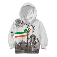 India Ganesha and Akshardham Kid Hoodie Lord Ganpati Lotus Flag Style - Wonder Print Shop