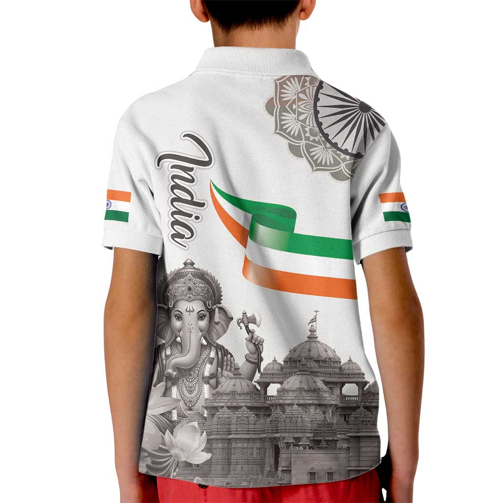 India Ganesha and Akshardham Kid Polo Shirt Lord Ganpati Lotus Flag Style - Wonder Print Shop