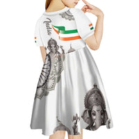 India Ganesha and Akshardham Kid Short Sleeve Dress Lord Ganpati Lotus Flag Style - Wonder Print Shop