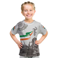 India Ganesha and Akshardham Kid T Shirt Lord Ganpati Lotus Flag Style - Wonder Print Shop
