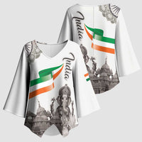 India Ganesha and Akshardham Kimono Sleeve Blouse Lord Ganpati Lotus Flag Style - Wonder Print Shop
