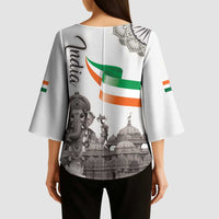 India Ganesha and Akshardham Kimono Sleeve Blouse Lord Ganpati Lotus Flag Style - Wonder Print Shop