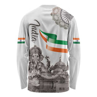 India Ganesha and Akshardham Long Sleeve Shirt Lord Ganpati Lotus Flag Style - Wonder Print Shop