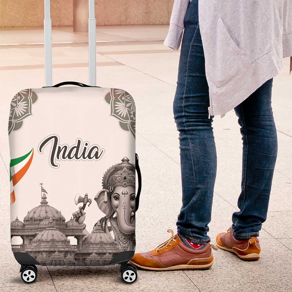 India Ganesha and Akshardham Luggage Cover Lord Ganpati Lotus Flag Style - Wonder Print Shop