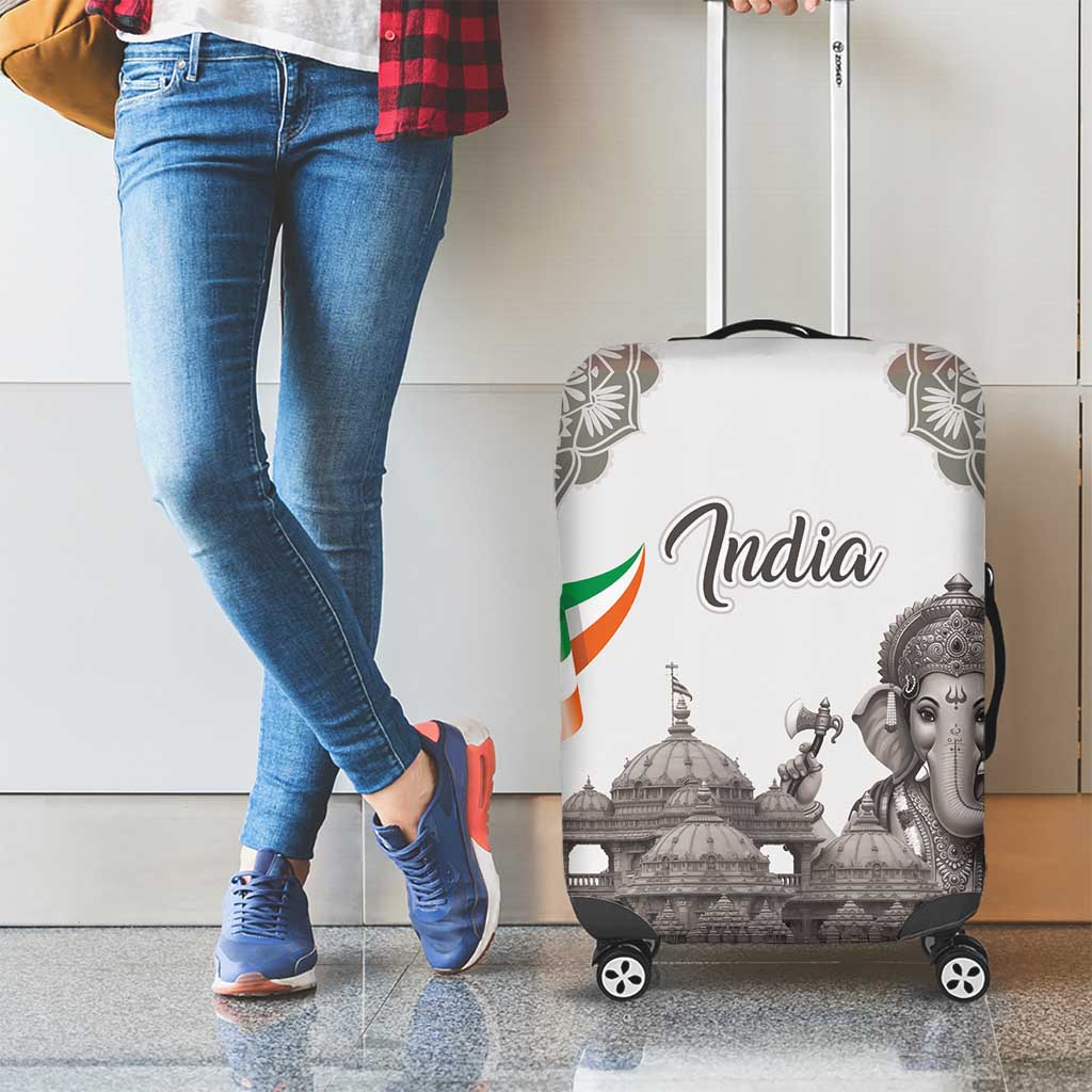 India Ganesha and Akshardham Luggage Cover Lord Ganpati Lotus Flag Style - Wonder Print Shop