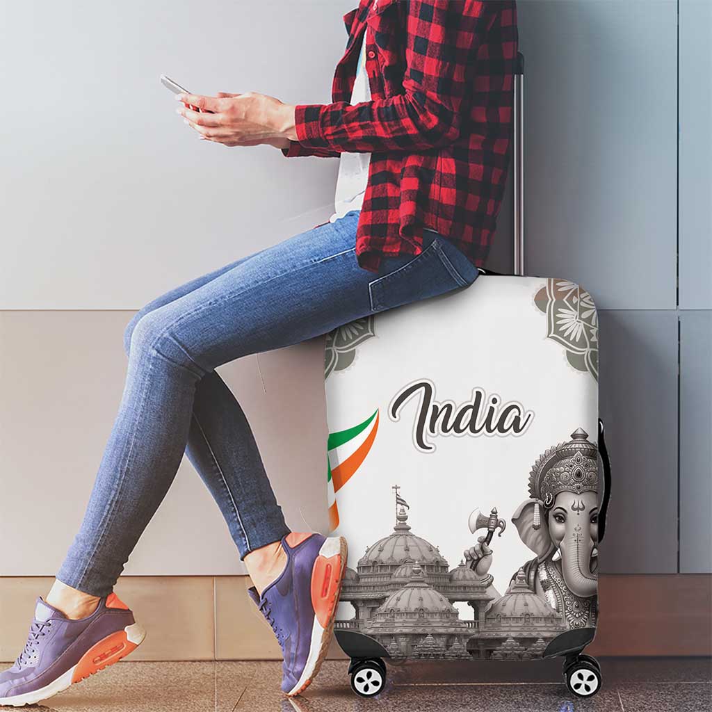 India Ganesha and Akshardham Luggage Cover Lord Ganpati Lotus Flag Style - Wonder Print Shop