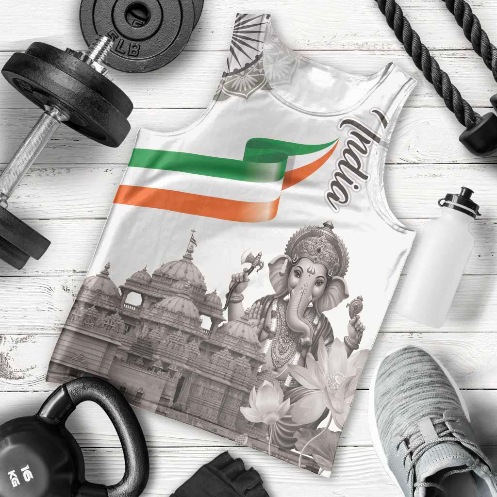 India Ganesha and Akshardham Men Tank Top Lord Ganpati Lotus Flag Style - Wonder Print Shop