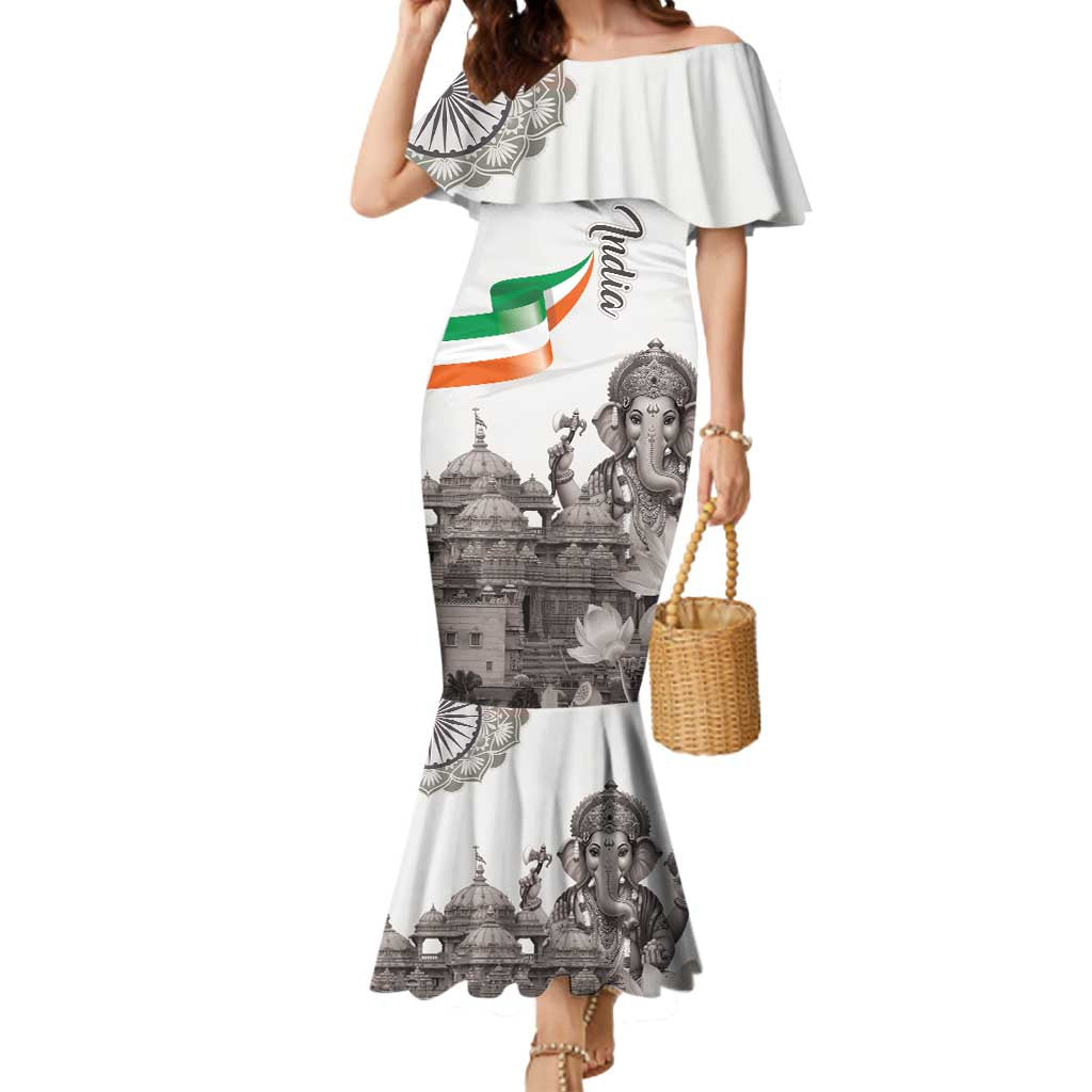 India Ganesha and Akshardham Mermaid Dress Lord Ganpati Lotus Flag Style - Wonder Print Shop