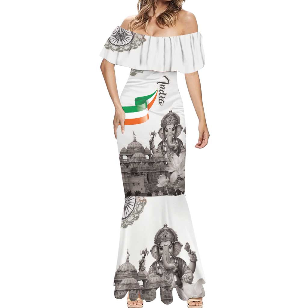 India Ganesha and Akshardham Mermaid Dress Lord Ganpati Lotus Flag Style - Wonder Print Shop