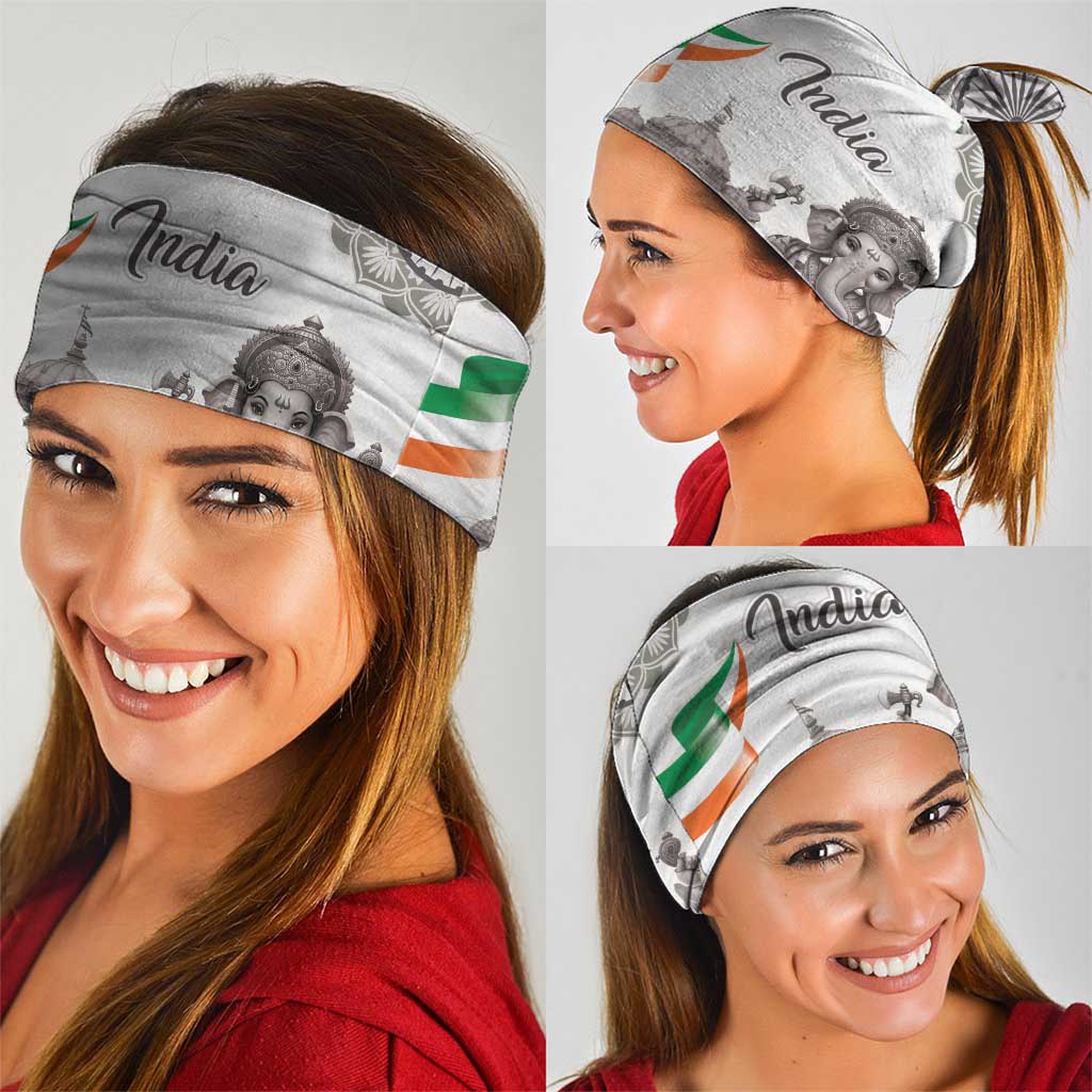 India Ganesha and Akshardham Neck Gaiter Lord Ganpati Lotus Flag Style - Wonder Print Shop