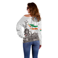 India Ganesha and Akshardham Off Shoulder Sweater Lord Ganpati Lotus Flag Style - Wonder Print Shop