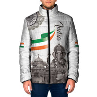 India Ganesha and Akshardham Padded Jacket Lord Ganpati Lotus Flag Style - Wonder Print Shop