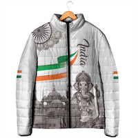 India Ganesha and Akshardham Padded Jacket Lord Ganpati Lotus Flag Style - Wonder Print Shop