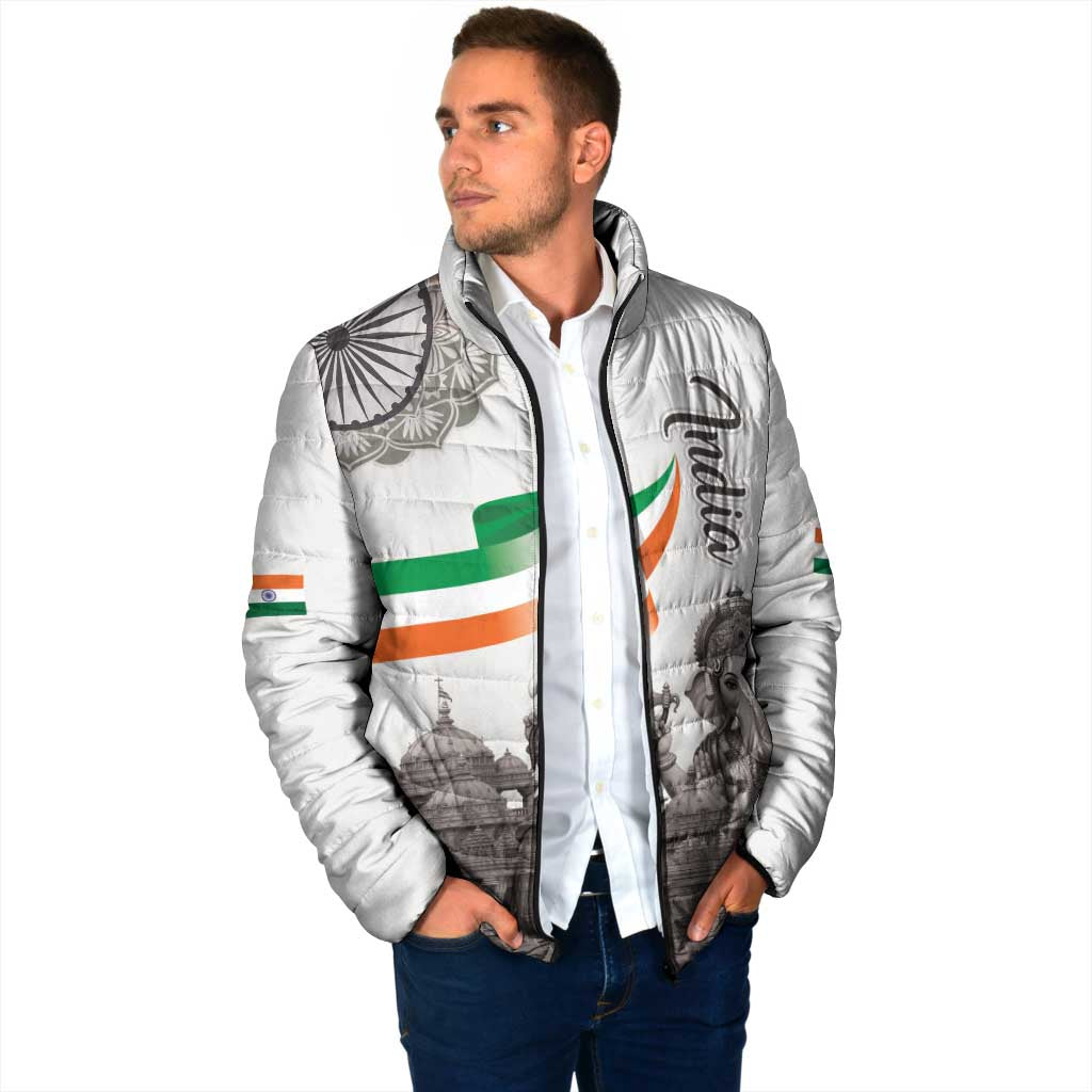 India Ganesha and Akshardham Padded Jacket Lord Ganpati Lotus Flag Style - Wonder Print Shop