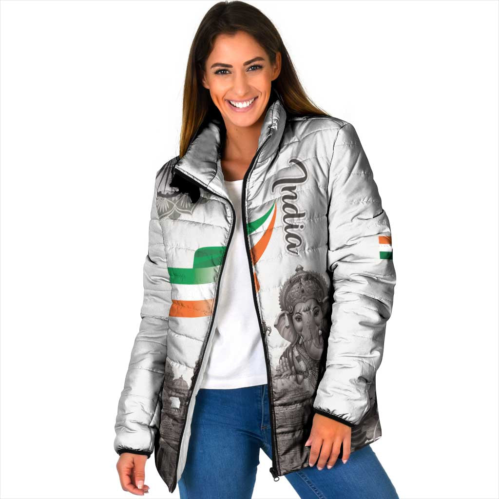 India Ganesha and Akshardham Padded Jacket Lord Ganpati Lotus Flag Style - Wonder Print Shop
