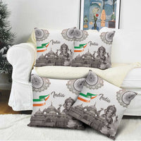 India Ganesha and Akshardham Pillow Cover Lord Ganpati Lotus Flag Style - Wonder Print Shop