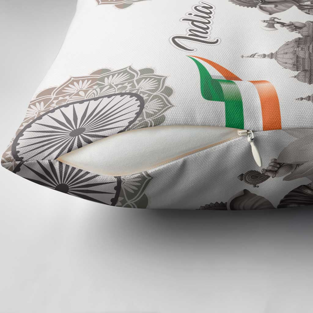 India Ganesha and Akshardham Pillow Cover Lord Ganpati Lotus Flag Style - Wonder Print Shop