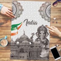 India Ganesha and Akshardham Puzzle Lord Ganpati Lotus Flag Style - Wonder Print Shop