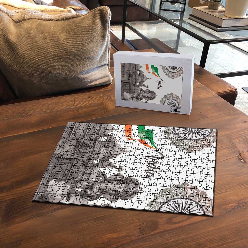 India Ganesha and Akshardham Puzzle Lord Ganpati Lotus Flag Style - Wonder Print Shop