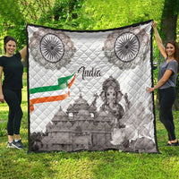 India Ganesha and Akshardham Quilt Lord Ganpati Lotus Flag Style - Wonder Print Shop