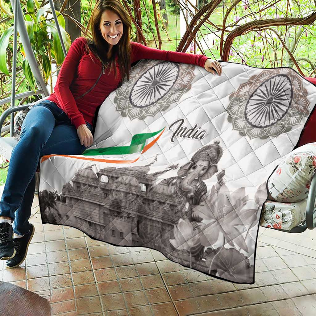 India Ganesha and Akshardham Quilt Lord Ganpati Lotus Flag Style - Wonder Print Shop