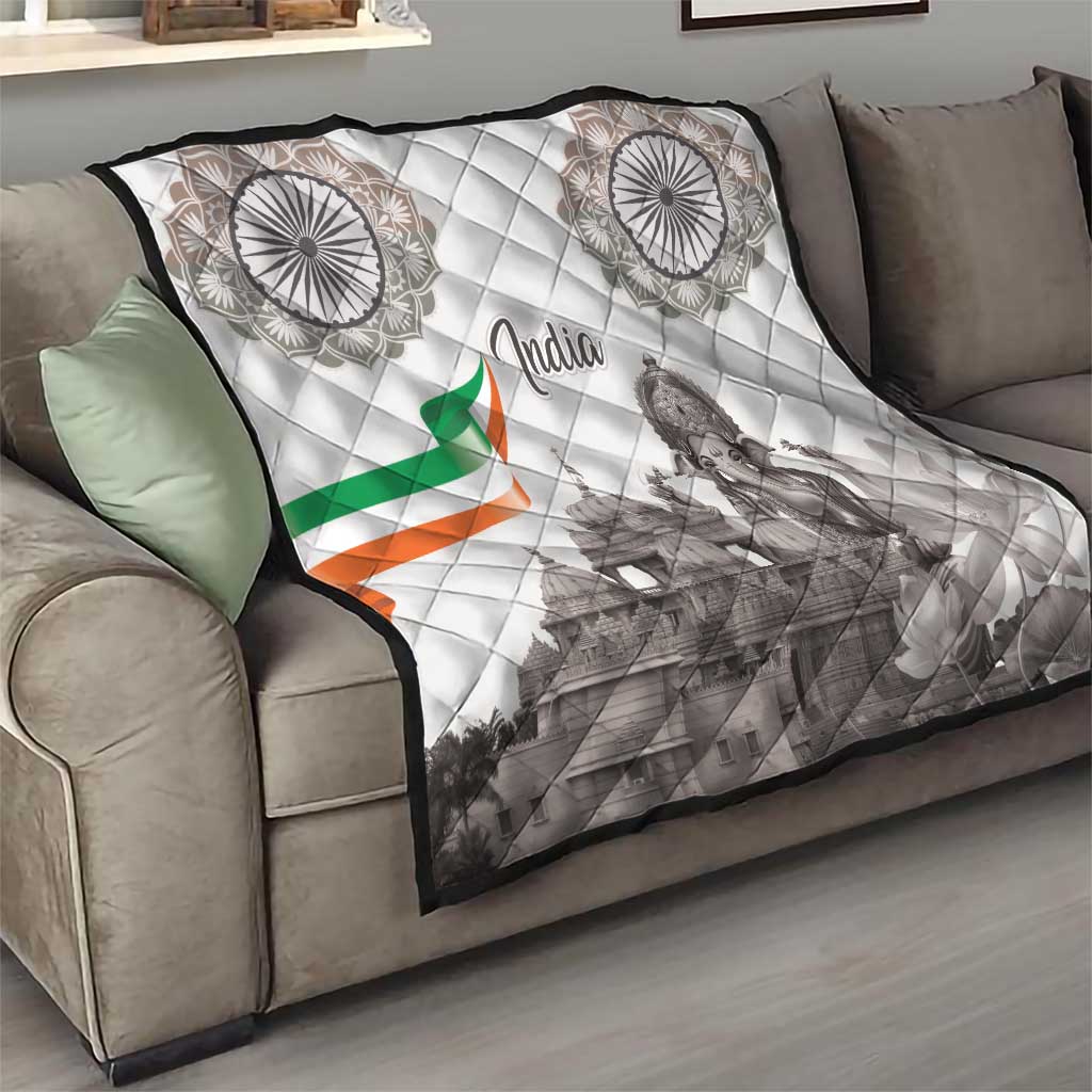 India Ganesha and Akshardham Quilt Lord Ganpati Lotus Flag Style - Wonder Print Shop