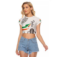 India Ganesha and Akshardham Raglan Cropped T Shirt Lord Ganpati Lotus Flag Style - Wonder Print Shop